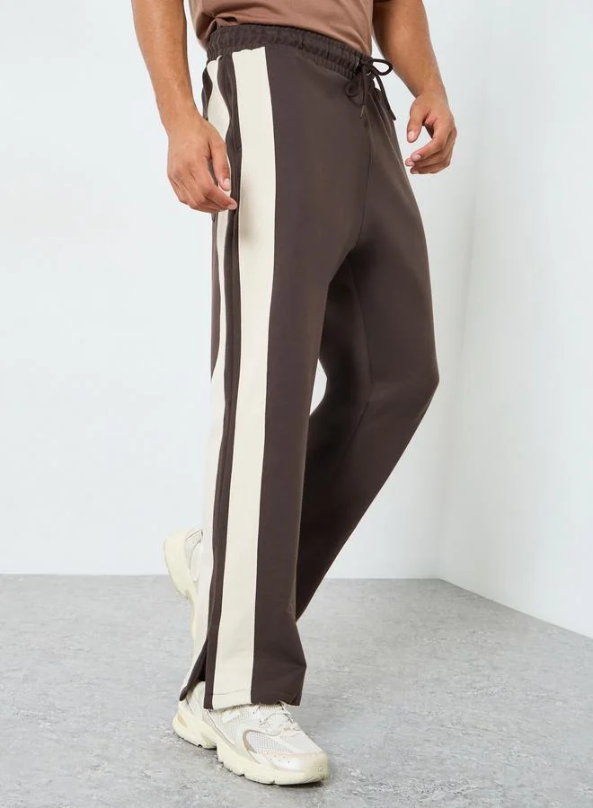 Styli Men Brown Striped Relaxed Fit Joggers